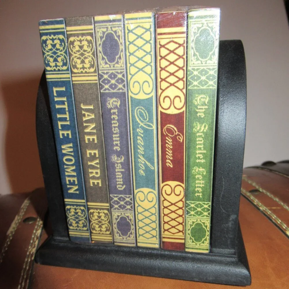 New Victorian Trading Co. Coaster Set & Holder Resembling Miniature Book Library - Picture 14 of 14